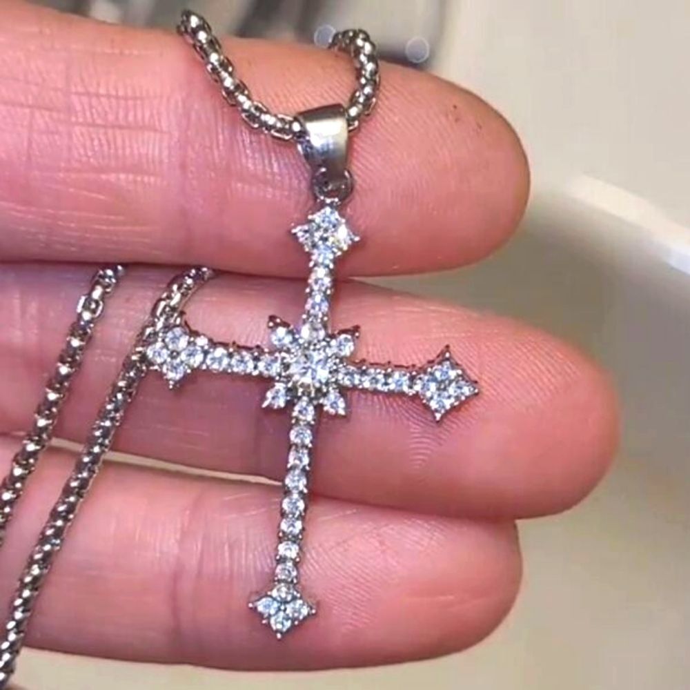 Exquisite diamond Cross Pendant Necklaces